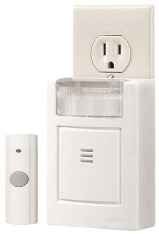 Nutone&reg; Plug-in Door Chime Kit With Strobe Light, White, 3-3-4 X 4-1-2 X 1-5-8 In.