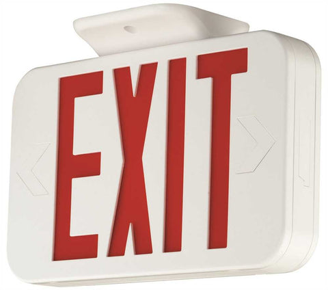 Compass&reg; Led Exit Sign With Nicad Battery, Red Letters, White, Damp Location Listed