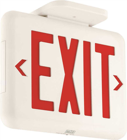 Dual-lite&reg; Led Exit Sign, Ac Only, Red Letters, White, Damp Location Listed