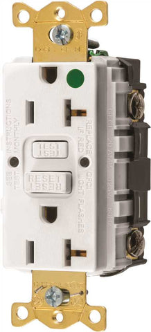 Hubbell&reg; Autoguard&reg; Hospital Grade Standard Gfci Receptacle, White, Nema 5-20r, 125 Volts, 20 Amps