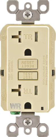 Leviton&reg; Smartlockpro&reg; Weather & Tamper-resistant Duplex Gfci Receptacle With Led, Ivory, Nema 5-20r, 125 Volts, 20 Amps