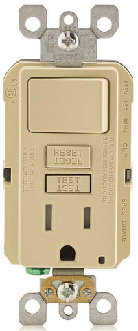 Leviton&reg; Smartlockpro&reg; 2-pole Tamper-resistant Combo Gfci Receptacle - Rocker Switch, Ivory, 125 Volts, 15 Amps