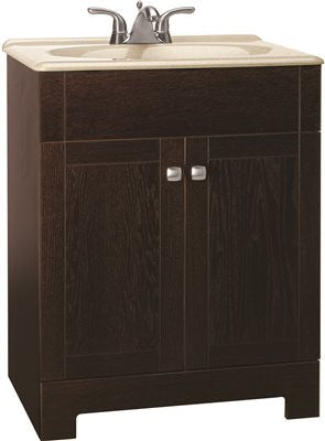 Rsi Home Products Sedona Combo Bathroom Vanity Cabinet With Beige Sst Top, Fully Assembled, Java, 24"