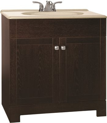 Rsi Home Products Sedona Combo Bathroom Vanity Cabinet With Beige Sst Top, Fully Assembled, Java, 30"