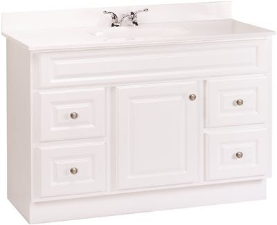 Rsi Home Products Hamilton Bathroom Vanity Cabinet, Fully Assembled, 4 Drawer, White, 48x32-1-2x21"