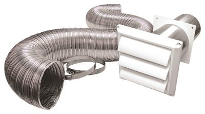 Lambro Industries Semi-rigid Duct Louvered Vent Kit, White, 4" X 5'