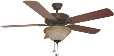 Bala Quick Connect Dual Mount Ceiling Fan With Bowl Light Kit, 52 In., Reversible Dark Oak & Mahogany Blades, Aged Bronze