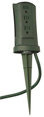 Coleman Cable Yard Master&trade; 3 Outlet Yard Stake With 6' Cord., Green