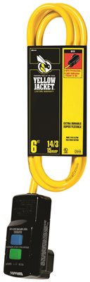 Coleman Cable Yellow Jacket&reg; Right Angle Gfci With 6 Ft. 14-3 Sjtw Cord And Lighted Receptacle, Yellow