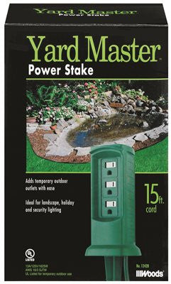 Coleman Cable Yard Master&trade; 3 Outlet Yard Stake With 15ft Cord., Green