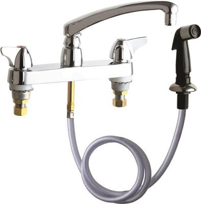 Chicago Hot And Cold Water Sink Faucet With Side Spray Lead Free, Single Wing Handles