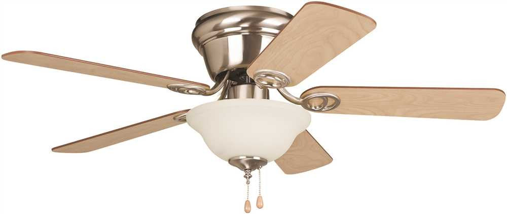 Bala&reg; 42" Hugger Mount Ceiling Fan With Bowl Light, Brushed Nickel With Ash Or Walnut Reversible Blades