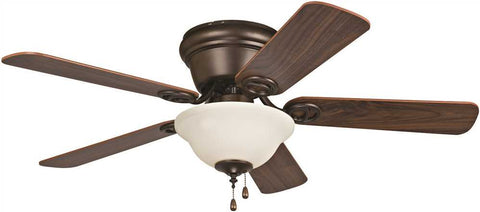 Bala&reg; 42" Hugger Mount Ceiling Fan With Bowl Light, Oil Rubbed Bronze With Walnut Blades