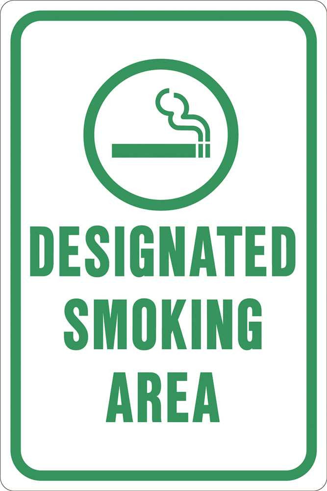 Designated Smoking Area Heavy-duty Reflective Sign, 12 In. X 18 In.