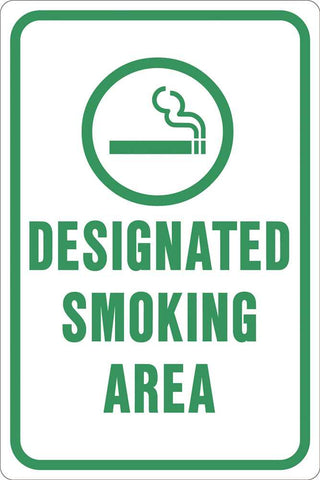 Designated Smoking Area Heavy-duty Reflective Sign, 12 In. X 18 In.