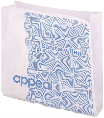 Appeal&reg; Sanitary Bags, Hdpe Poly White, 9.37 X 10 X 3.25", 50 Count Per Pack