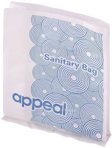 Appeal&reg; Sanitary Bags Hdpe Poly White, 7.5 X 10.25 X3.5", 50 Count Per Pack