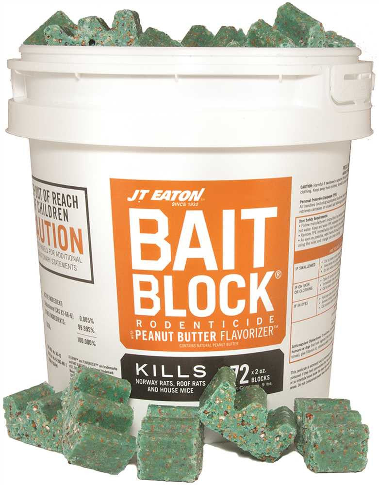 Jt Eaton&trade; Bait Block&reg; Rodenticide With Peanut Butter Flavorizer, 9 Lb. Pail With 72, 2 Oz. Blocks