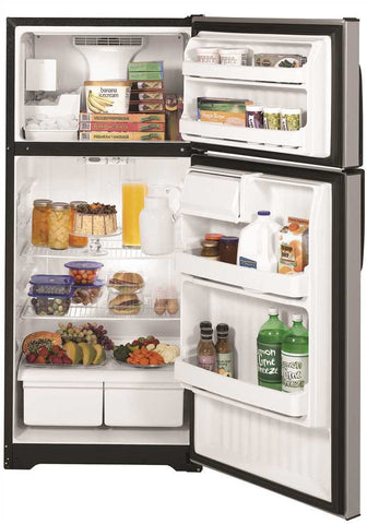 Ge&reg; Energy Star&reg; 16.5 Cu. Ft. Top-freezer Refrigerator With Standard Wire Shelves And Clear Crisper Drawers, Silver