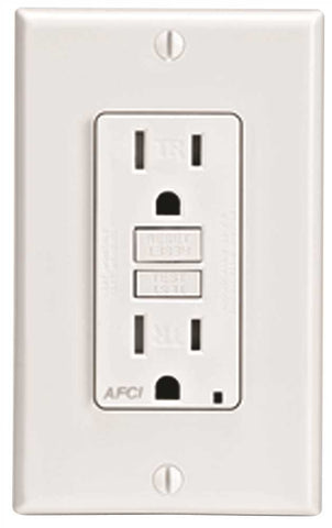 Leviton Tamper-resistant Afci Receptacle With Led Indicator, 15 Amp, White