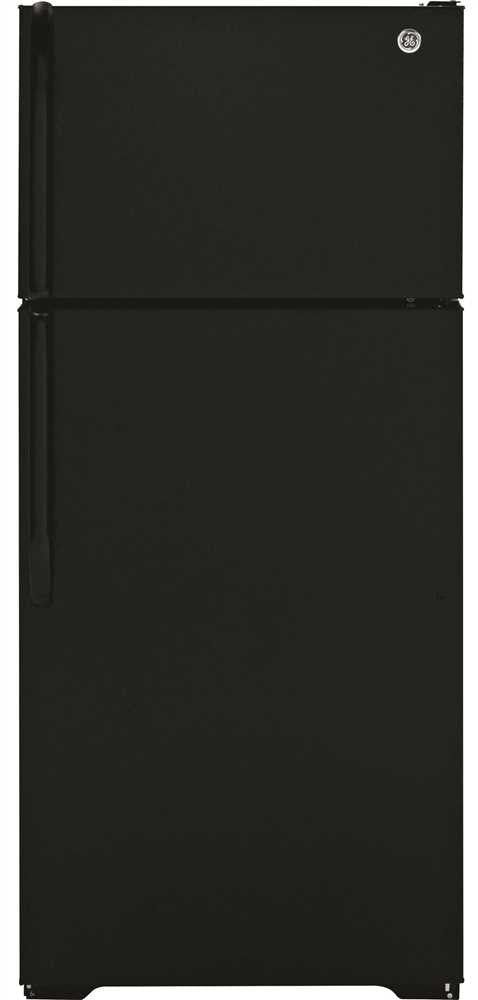 Ge&reg; Energy Star&reg; 16.5 Cu. Ft. Top Freezer Refrigerator, Black, Reversible Door Swing