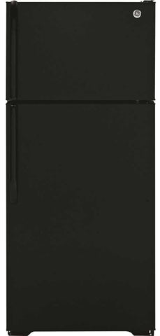 Ge&reg; Energy Star&reg; 16.5 Cu. Ft. Top Freezer Refrigerator, Black, Reversible Door Swing