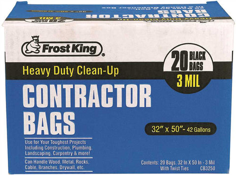 Can Liner Trash Bags Custom Frost King Contractors 32x50 42 Gal. 3mil Black 20 Per Roll