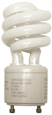 Tcp Springlamp&reg; Spiral Compact Fluorescent Lamp, 13 Watts, 4100k, 82 Cri, Gu24 Base