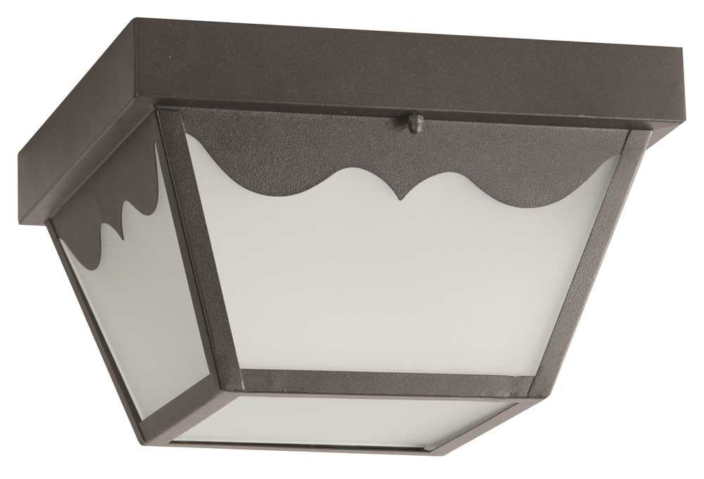 Led Exterior Square Ceiling Fixture, Frosted Glass, 9-7-8 In., Black, Uses (1) 12-watt Led Integrated Panel