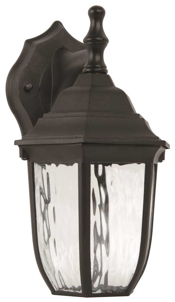 Led Outdoor Lantern, Clear Water Glass, 10-7-8 In., Black, Uses (1) 6-watt Led Integrated Panel