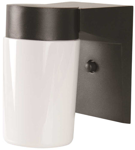 Led Exterior Wall Sconce, White Poly Cylinder, 6-3-4 In., Black, Uses (1) 9-watt Led Integrated Panel