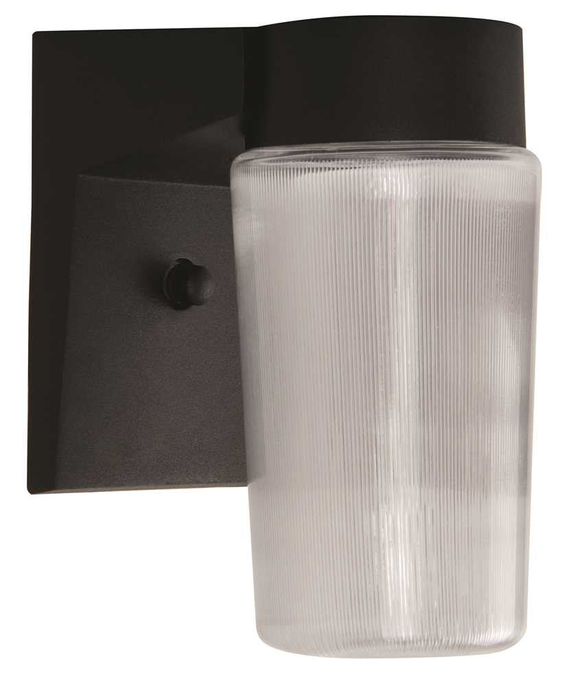 Led Exterior Wall Sconce, Clear Prismatic Lens, 7-3-4 In., Black, Uses (1) 9-watt Led Integrated Panel