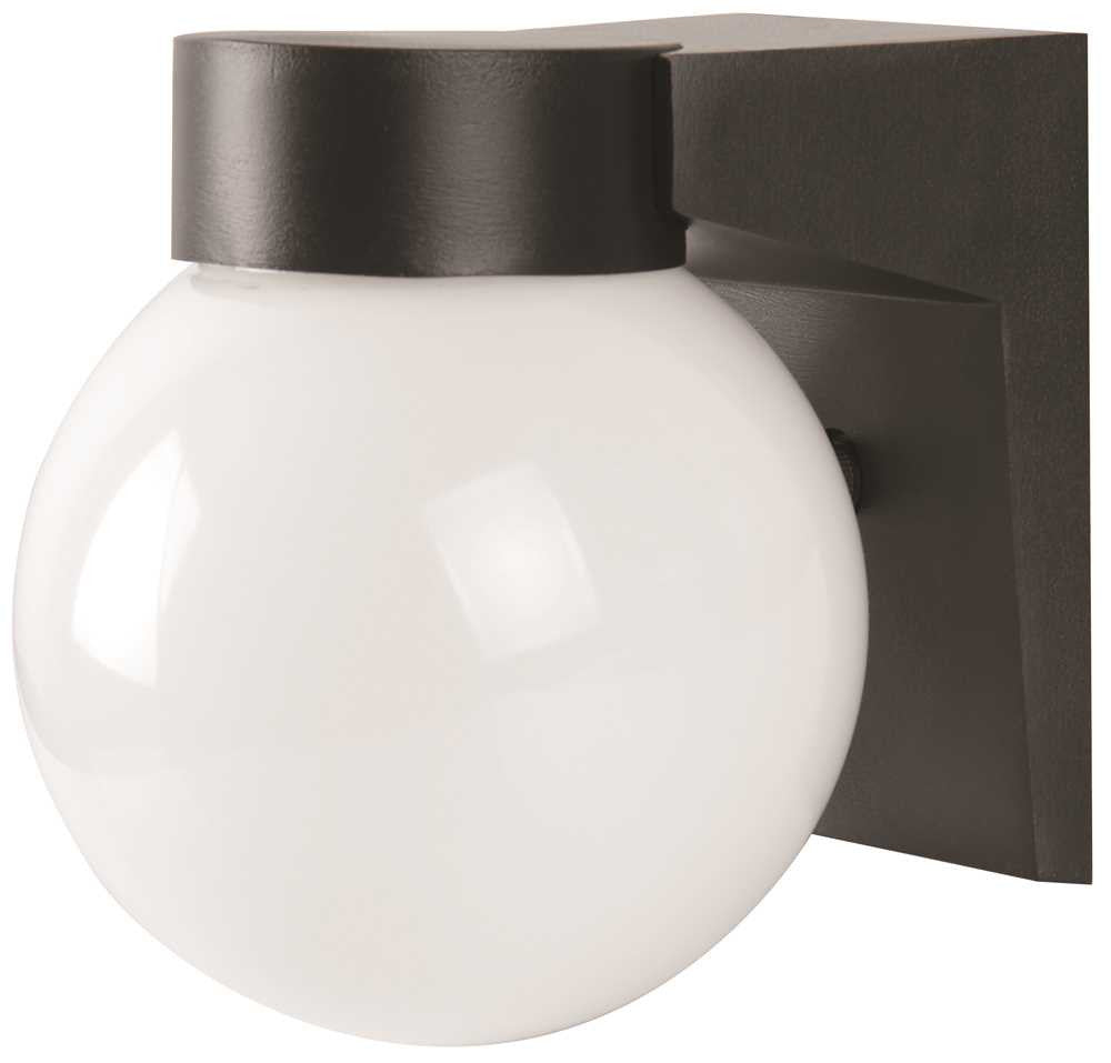 Led Exterior Wall Sconce, White Acrylic Globe, 7-1-2 In., Black, Uses (1) 9-watt Led Integrated Panel