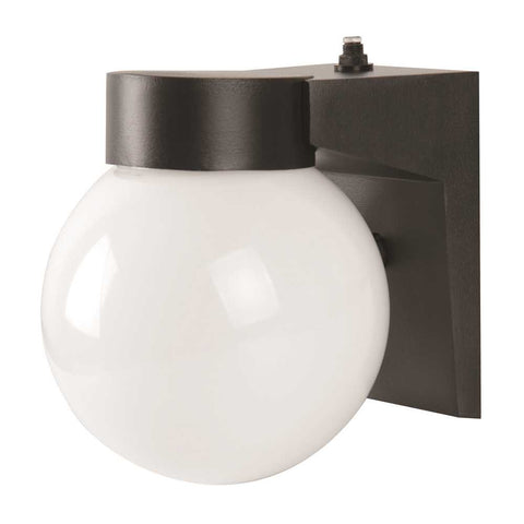 Led Exterior Wall Sconce With Photo Cell, White Acrylic Globe, 7-1-2 In., Black, Uses (1) 9-watt Led Integrated Panel