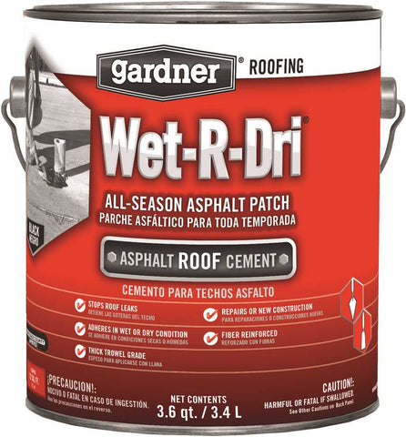 Gardner&reg; Wet-r-dri&reg; All Weather Plastic Roof Cement, 1 Gallon