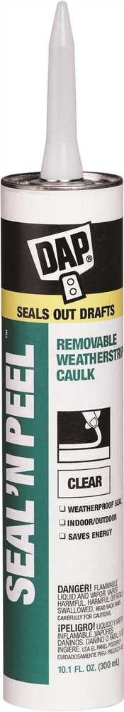 Dap&reg; Removable Weatherstrip Caulk, Clear, 10 Oz.