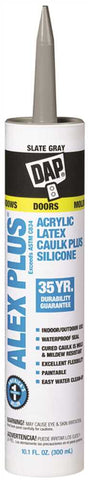 Dap&reg; Alex Plus Acrylic Latex Plus Silicone Caulk, Slate Gray, 10.1 Oz.