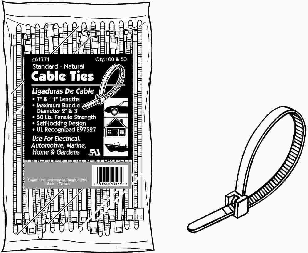 Proplus&reg; Cable Ties, Natural 50#, 7 In. And 11 In. Assortment