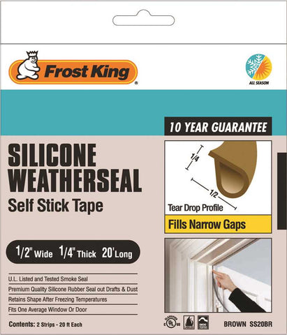 Frost King&reg; Silicone Weatherstrip, Brown, 1-2 In. X 1-4 In. X 20 Ft.