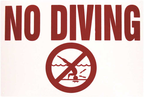 No Diving Allowed Sign 12" X 18", Plastic