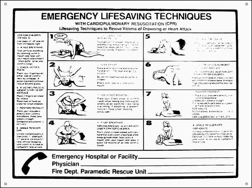 Pool Sign Emergency Cpr 18" X 24", Plastic