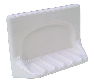 Grout-in Ceramic Bathtub Soap Dish, White