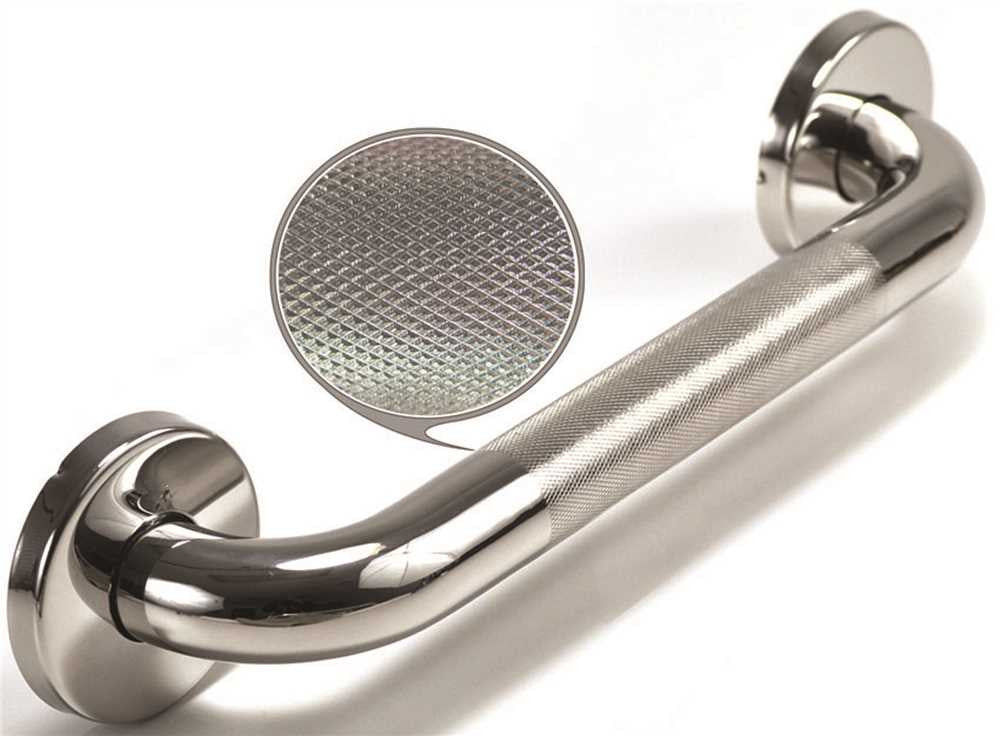 Wingits Grab Bar With Concealed Mount Flange Covers, 18 In. X 1-1-4 In., Bright Diamond Knurled Polished Stainless Steel