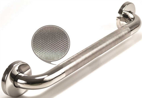 Wingits Grab Bar With Concealed Mount Flange Covers, 24 In. X 1-1-4 In., Bright Diamond Knurled Polished Stainless Steel