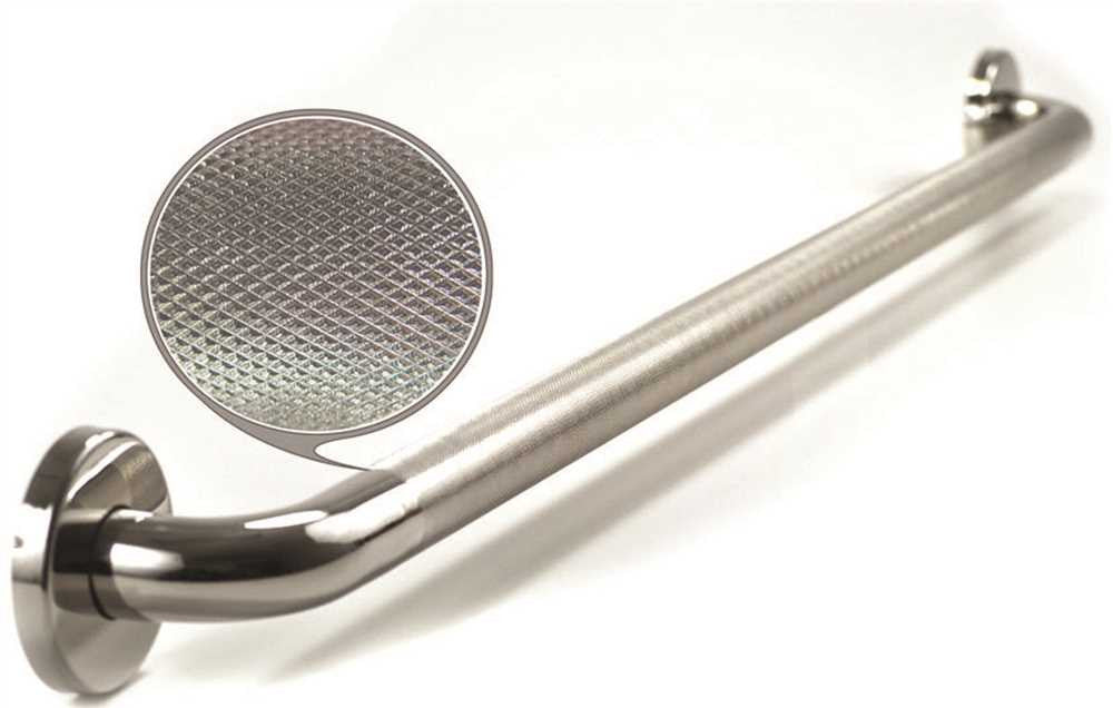 Wingits Grab Bar With Concealed Mount Flange Covers, 36 In. X 1-1-4 In., Bright Diamond Knurled Polished Stainless Steel