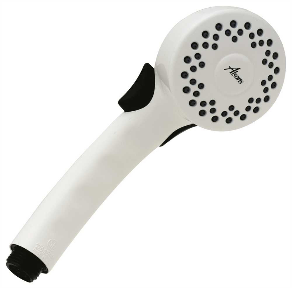 Delta Full Spray Handheld Shower Head With Push Button Volume Control, White Abs