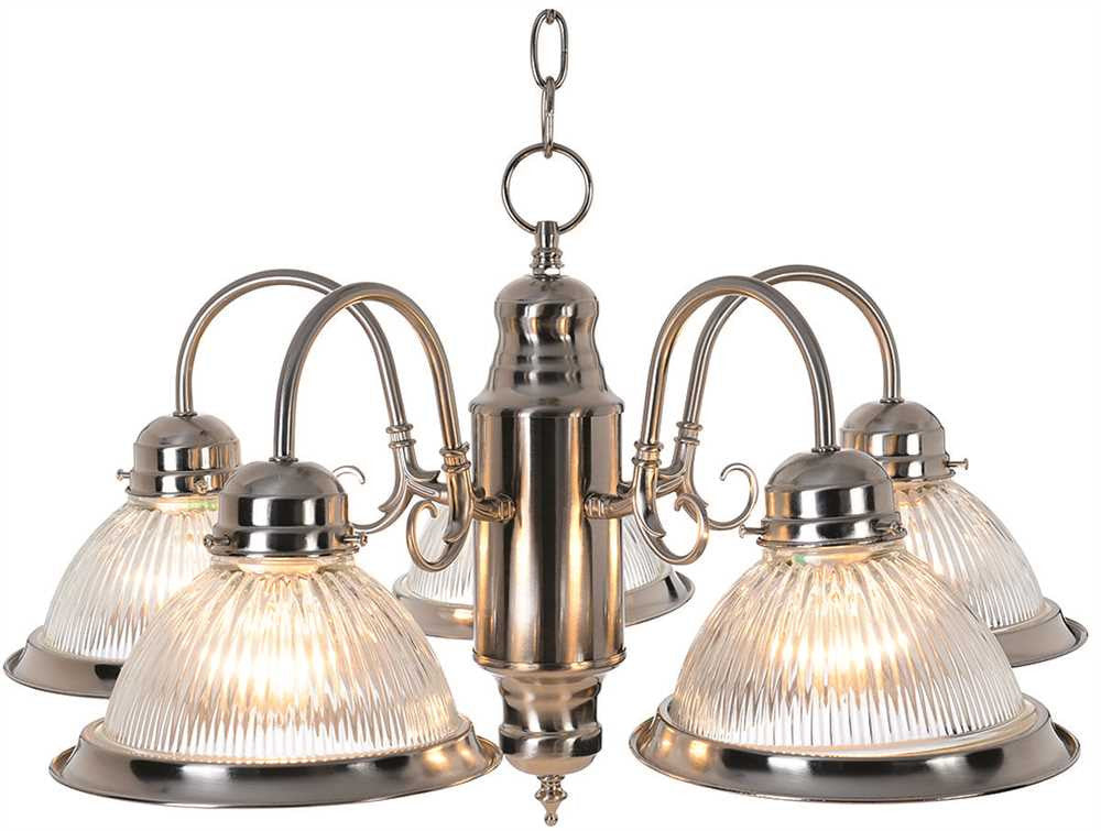 Traditional Chandelier Ceiling Fixture, Maximum Five 60 Watt Medium Base Bulbs, Brushed Nickel