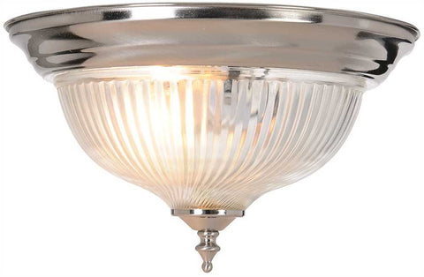 Halophane Swirl Glass Ceiling Fixture, Maximum One 75 Watt Incandescent Medium Base Bulb, 10-7-8" X 6", Brushed Nickel