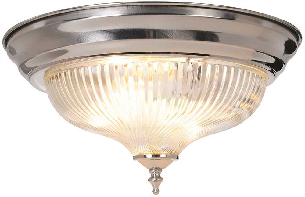 Halophane Swirl Glass Ceiling Fixture, Maximum Two 75 Watt Incandescent Medium Base Bulbs, 13" X 6", Brushed Nickel