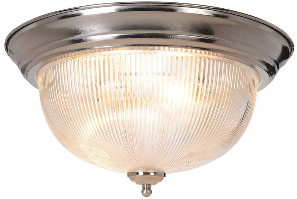 Halophane Dome Ceiling Fixture, Maximum Three 60 Watt Incandescent Medium Base Bulbs, 15 In., Brushed Nickel